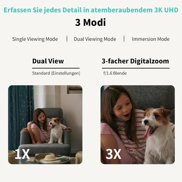 Detalle 1 de Alaga Telecamere WiFi interne 3K, 5MP