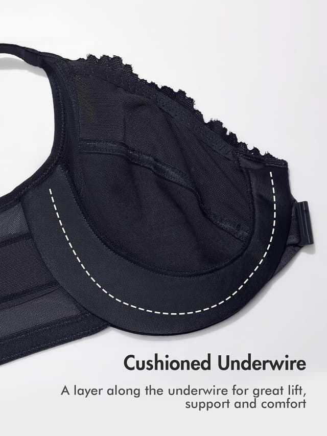 Detalle 2 de Soutien-gorge femme DELIMIRA à armatures et fermeture devant en dentelle, grande taille