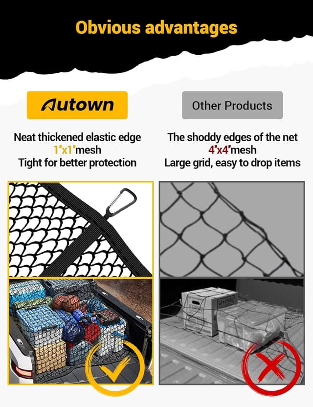 Thumbnail 5 de AUTOWN Cargo Net 4'x4'–7'x7' for Truck Bed