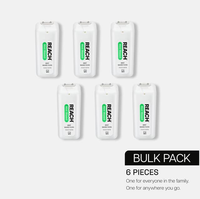 Detalle de REACH Waxed Dental Floss (Mint) — Shred-Resistant, Plaque Remover, Smooth Glide, PFAS-Free, 6 Pack