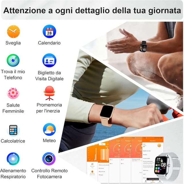 Thumbnail 6 de Smartwatch LODIMEKE per uomo e donna: chiamate Bluetooth, frequenza cardiaca, qualità del sonno e IP67