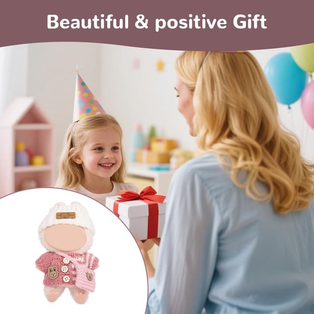 Detalle de Vicloon 3 pcs doll clothes set for 17cm sitting dolls – red sweater, shoulder bag and hat