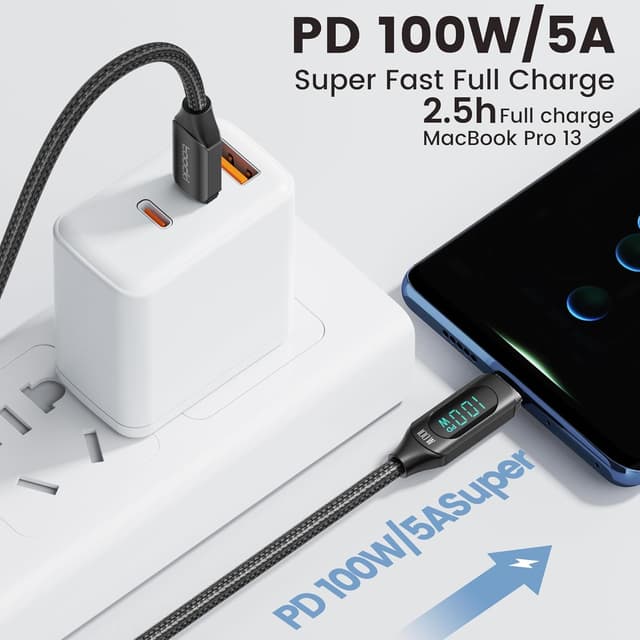 Thumbnail 1 de toocki Cable USB C a USB C 100 W ⚡ Carga Rápida 2M