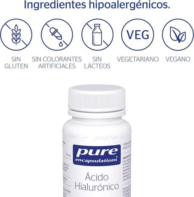 Detalle 1 de PURE ENCAPSULATIONS Ácido Hialurónico - Hidratación 💧 30 Cápsulas
