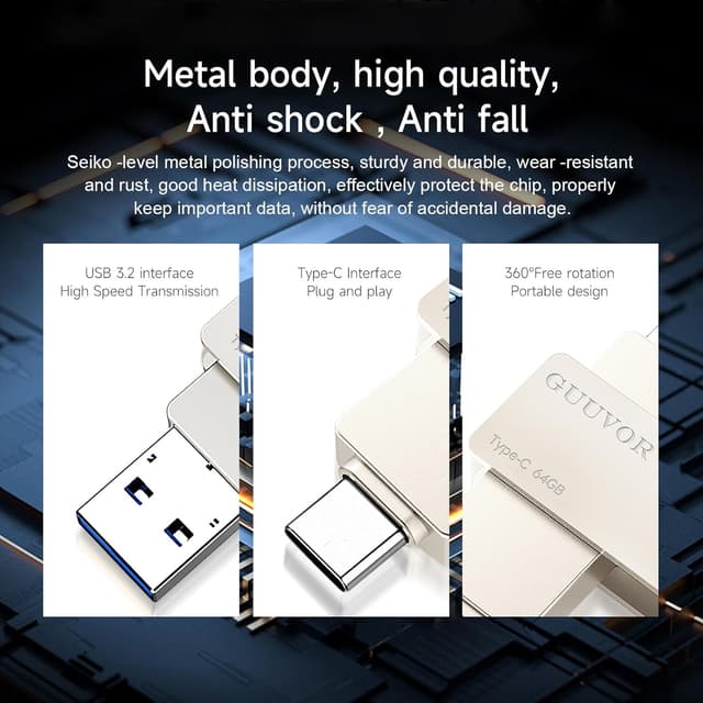 Detalle de GUUVOR clé USB C 64 Go 2 en 1