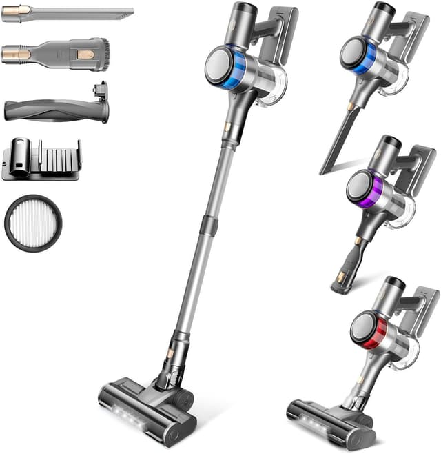 Detalle de Aspirateur balai sans fil 400 W 45 kPa : autonomie 55 min, écran LED et batterie amovible