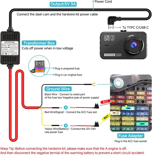 Detalle 2 de Dash Cam Hardwire Kit 13ft USB-C cable