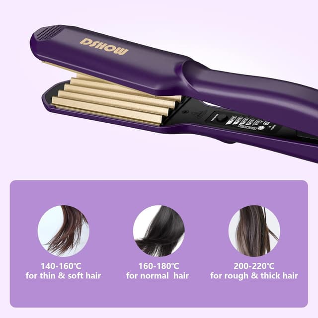 Detalle de DSHOW Crimping Iron Hair Crimper with Titanium Ceramic Plates (1.5 in) and Adjustable Temps