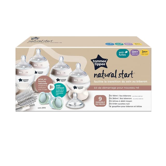 Detalle de Tommee Tippee Natural Start-Set für Neugeborene: Anti-Kolik-Babyflaschen (150 & 260 ml) mit selbst sterilisierendem System