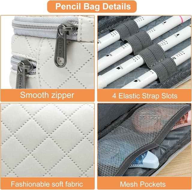 Detalle 2 de Della Gao Large Pencil Case, 3-Compartment 1 Pencil Pouch ✏