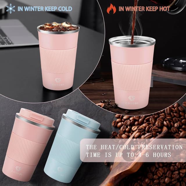 Thumbnail 2 de CS COSDDI Tazas de Viaje Aisladas Térmicas ☕ Reutilizables