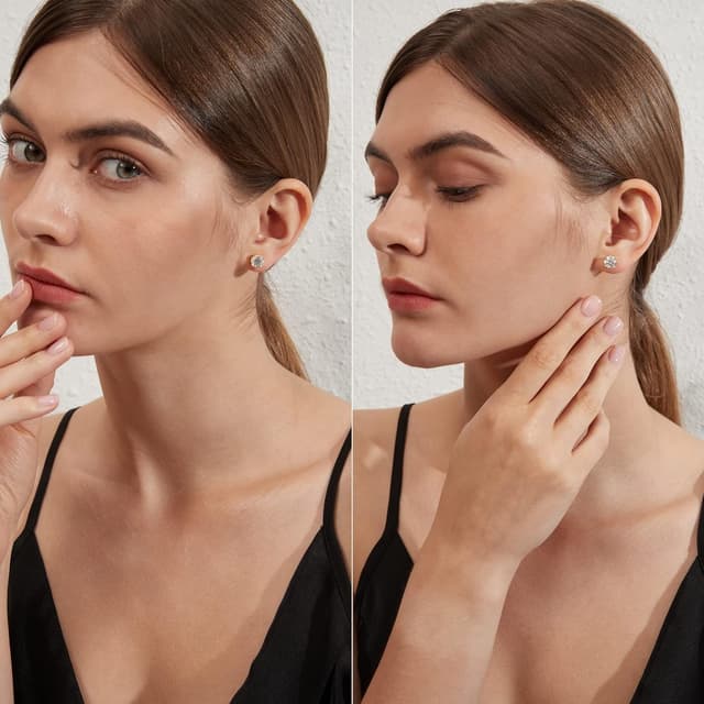 Detalle de Miaofu Moissanit-Ohrstecker aus 925 Sterling-Silber (S925) – Herren & Damen mit Rücksicherung