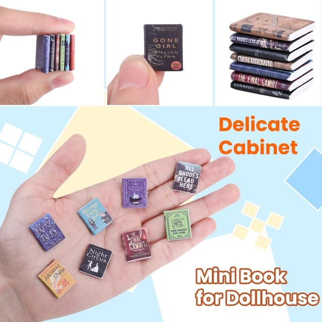 Detalle de DIYDEC 300-Piece Miniature Dollhouse Books (1.5x2 cm) for DIY Crafts, Shelf Filler Decor
