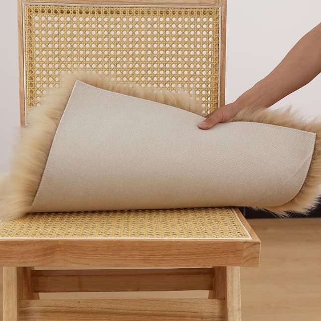 Detalle 2 de LLB Sheepskin Chair Cushion 18x18 Inch Non-Slip Back Genuine Fur Seat Pad (Tan)