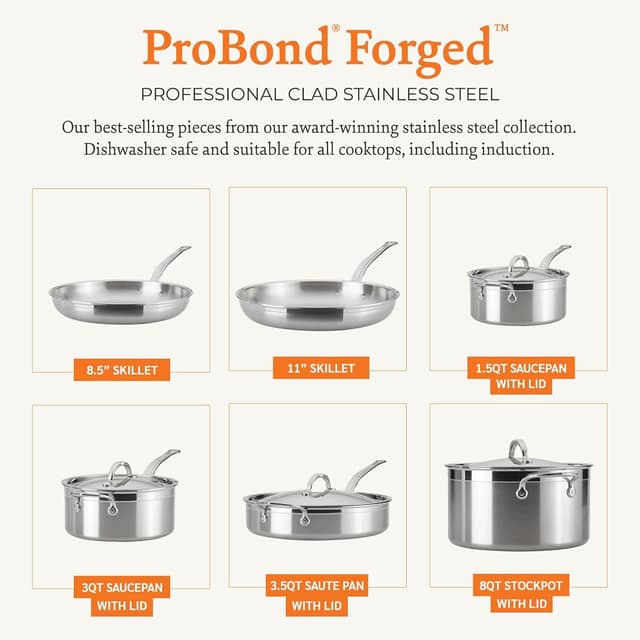 Detalle de Hestan ProBond Collection 10-Piece ProBond Clad Stainless Steel Cookware Set (Induction Compatible)