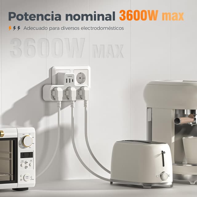Thumbnail 5 de TESSAN Ladron Enchufes Plano 6 en 1 con USB ⚡