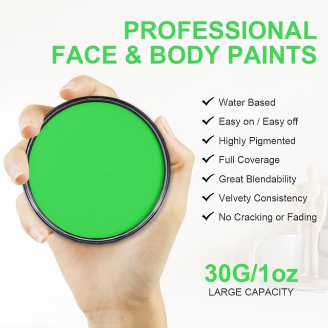 Detalle de LOPHE Trucchi Neon fluorescente per il corpo, pittura UV non tossica (30 g) – Verde Fluorescente