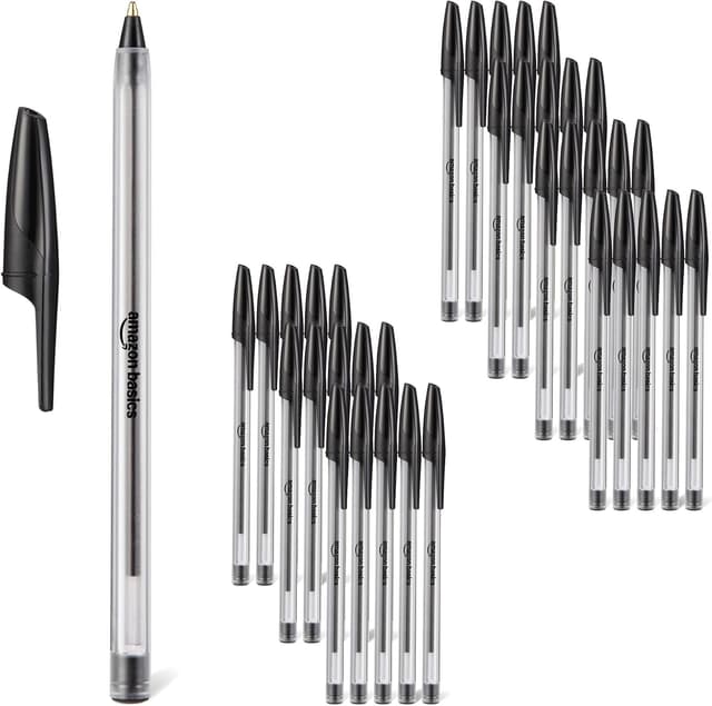 Detalle 2 de Amazon Basics Ballpoint Pen Set (12 pack) – 1.0 mm blue ink for home office, school & journalling