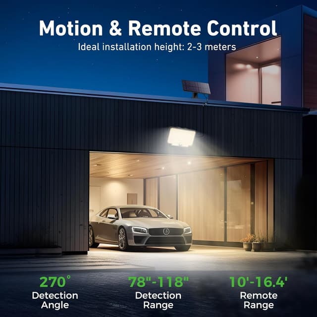 Detalle 2 de nipify 3er Set Solarlampen für außen mit Bewegungsmelder, 310 LED, 3 Modi & IP65