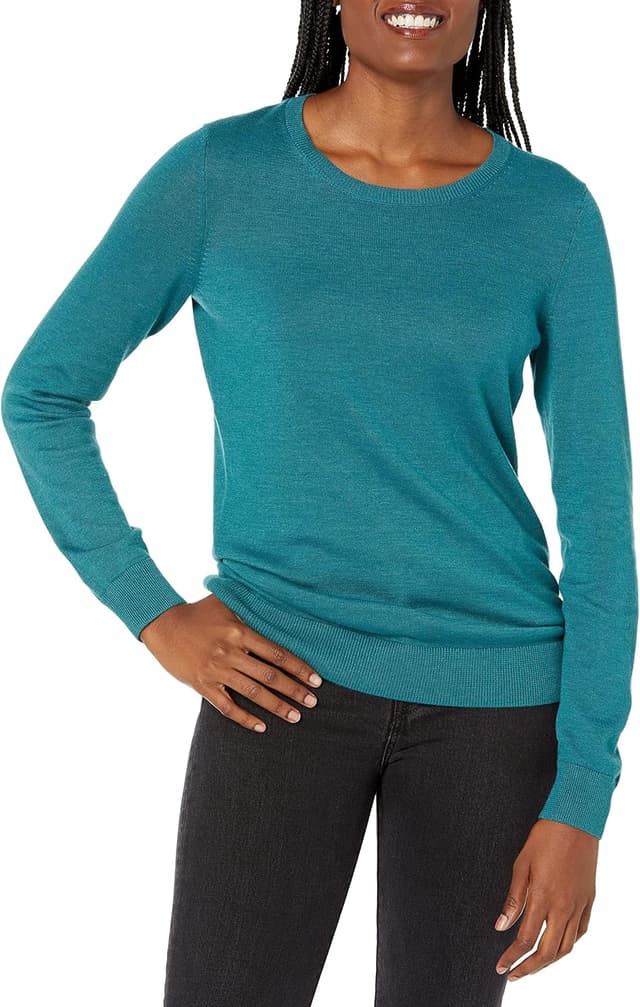 Detalle 2 de Leichter Damen-Pullover mit Rundhalsausschnitt von Amazon Essentials (langarm, bequeme enge Passform)