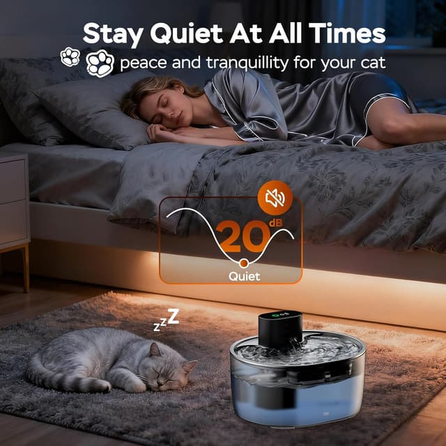 Detalle 2 de BoriYa pumpefreier Katzentrinkbrunnen 3.2L Kabellos 5000mAh