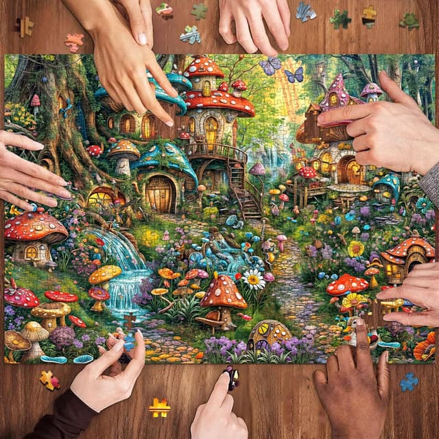 Detalle de MOJIGE Jigsaw Puzzles for Adults 1000 Pieces – Mushroom Garden “Impossible” Theme