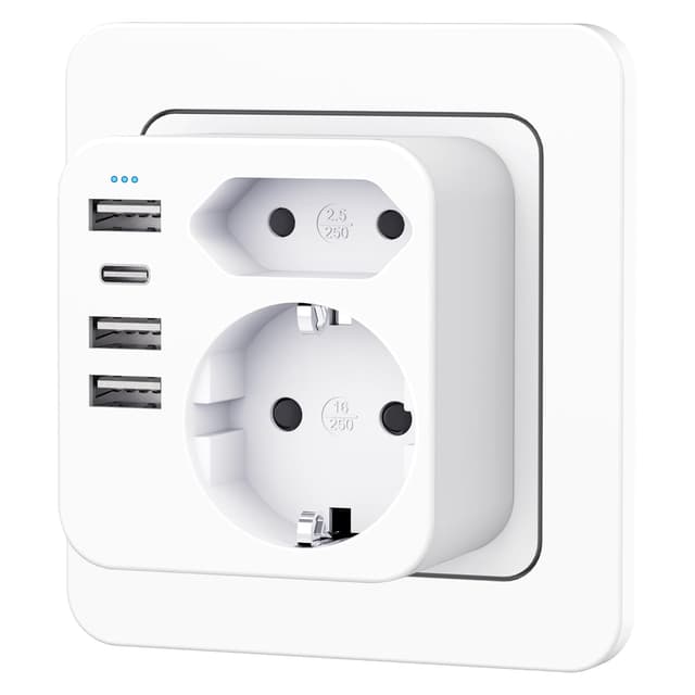 Detalle de Mehrfachsteckdose 4 USB‑Ports mit USB‑C 🔌