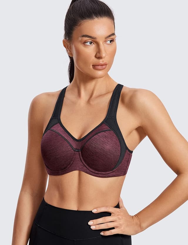 Detalle de SYROKAN Damen Sport-BH mit Bügel für starken Halt, Push-up und Racerback
