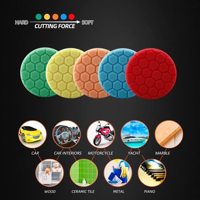 Detalle 2 de SPTA 5pcs Hex Logic polishing pads & foam sponges (5 inch) for eccentric polishing machines