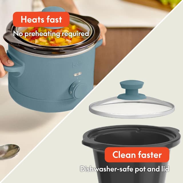 Detalle de bella 1.5 Qt Slow Cooker with 3 Heat Manual Control — Ceramic Nonstick Stoneware Pot