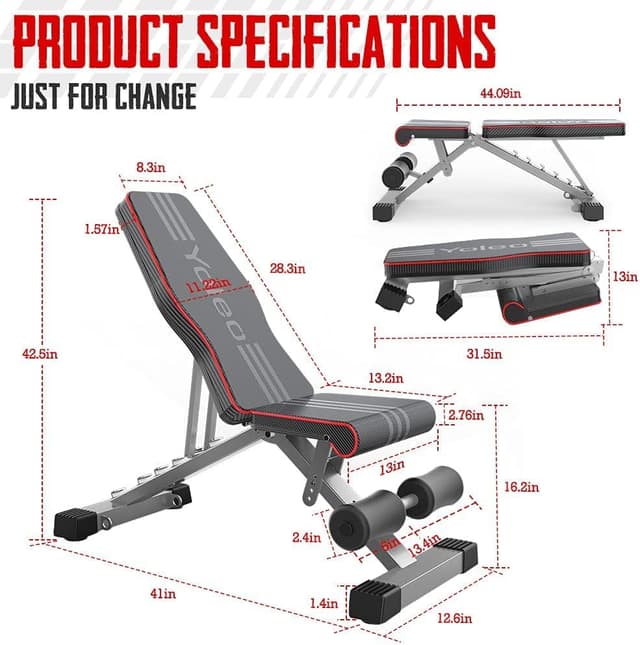 Thumbnail 5 de YOLEO Weight Bench 300kg adjustable incline strength bench 🏋