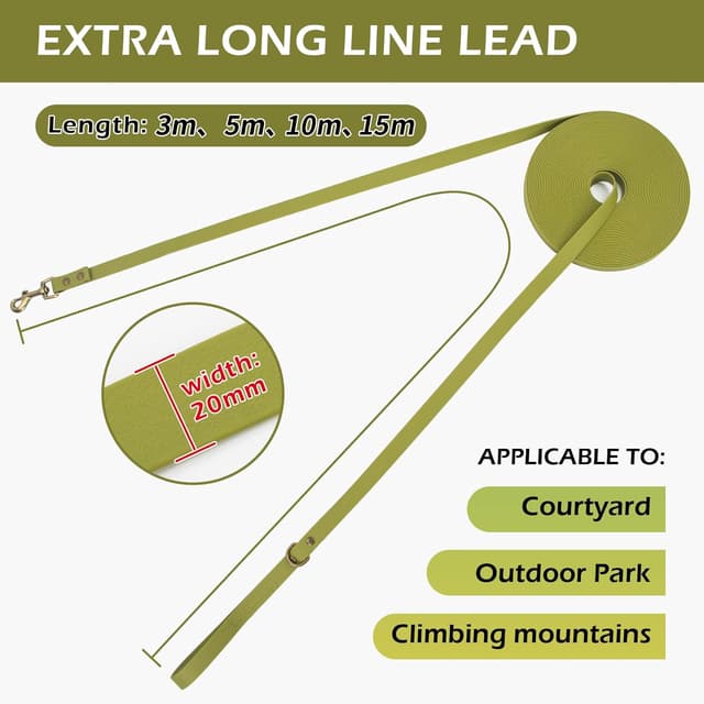 Detalle de Wisedog Schleppleine für Hunde – robuste, wasserabweisende 10 m Übungsleine in Grün