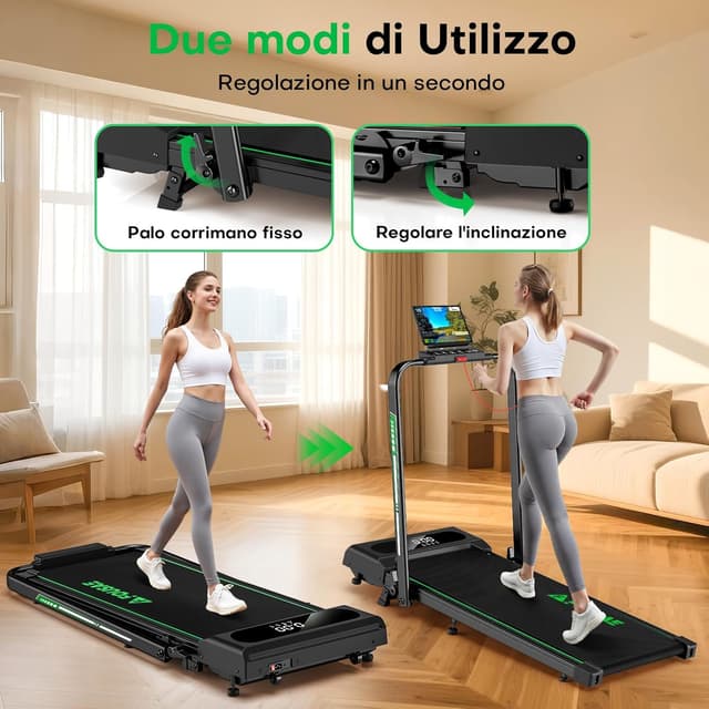 Thumbnail 6 de Tapis Roulant Elettrico Pieghevole 1-12 km/h “5 in 1” con doppio display LED, supporto app e telecomando