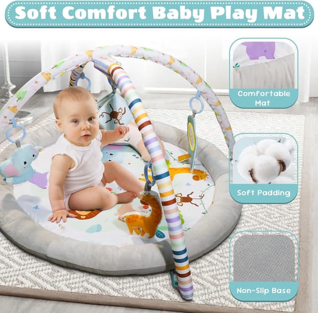 Detalle 2 de Plush Play Mat Baby Gym with 6 Toys