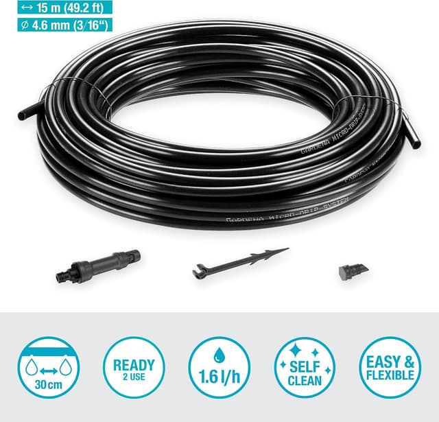 Detalle de GARDENA Start Set Pflanzreihen S (13010-20) – Micro-Drip-Gartenbewässerung für Reihenpflanzungen