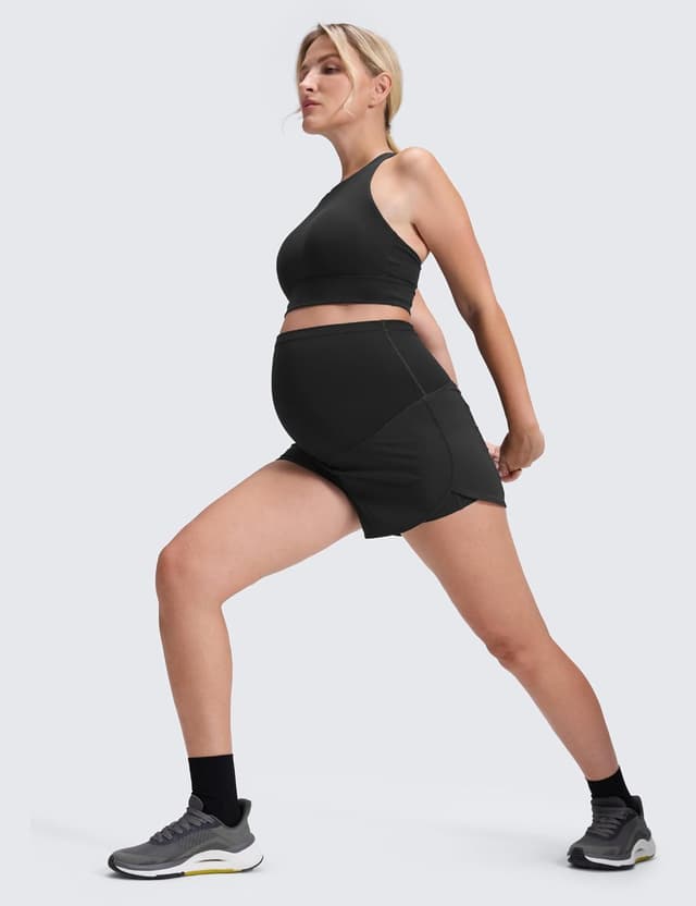 Detalle de CRZ YOGA shorts de grossesse 2 en 1 Femmes : sur-ventre séparé, poche et entrejambe 7,6 cm