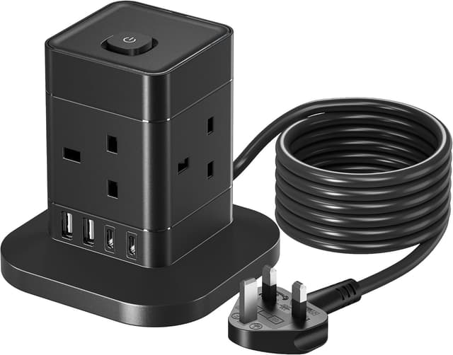 Detalle de 3M Cube Extension Lead with USB C – 4-way plug extension with 4 USB ports (2 USB A & 2 USB C)