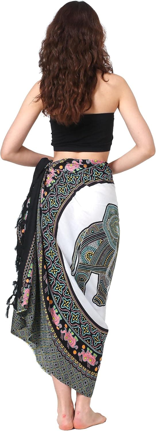 Detalle de SAIVONA Sarong Pareo Mandala mit Fransen – Strandtuch, Wickelrock & Bikini-Cover-Up, ca. 170 x 110 cm