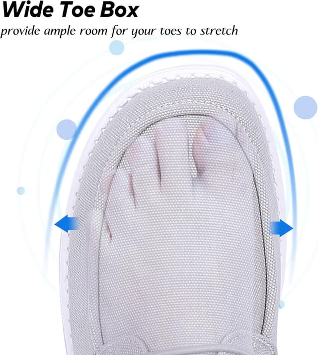 Detalle de ASITVO Men’s Wide Canvas Loafers Slip-On Walking Shoes (Big Size) — Wide Toe Box Comfort