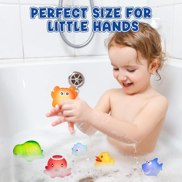 Detalle de HOYIBO Light Up Bath Toys (8 Pack) – floating marine animal bath lights for kids aged 3–5