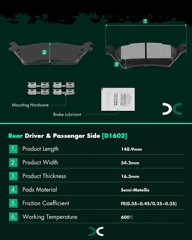 Detalle 2 de SCITOO D1414 D1602 Front & Rear Brake Pads Set for Ford F-150 (2012-2020)