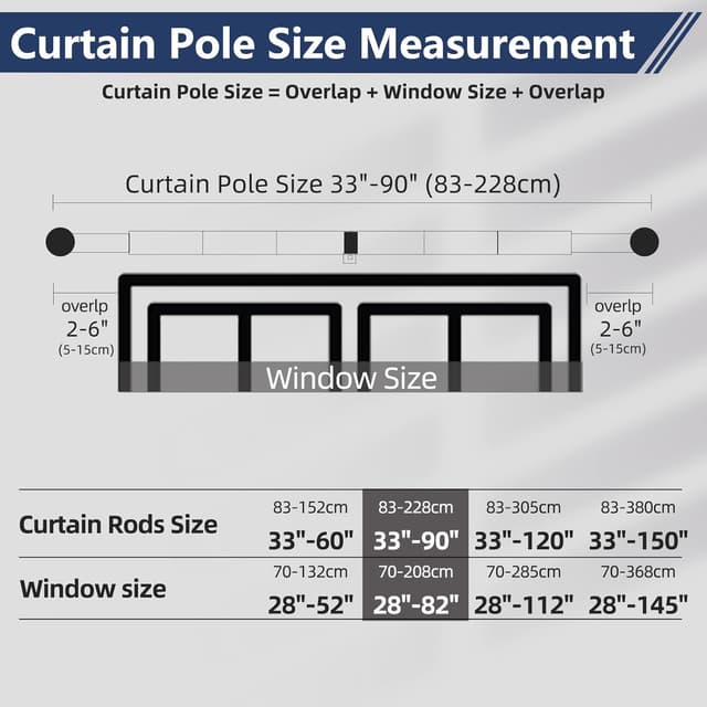 Detalle de Tringle rideau occultant noire 88-266 cm
