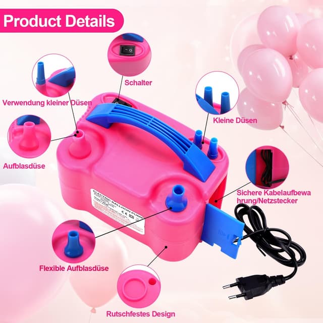 Detalle de BXBHU Luftballonpumpe 600 W elektrisch