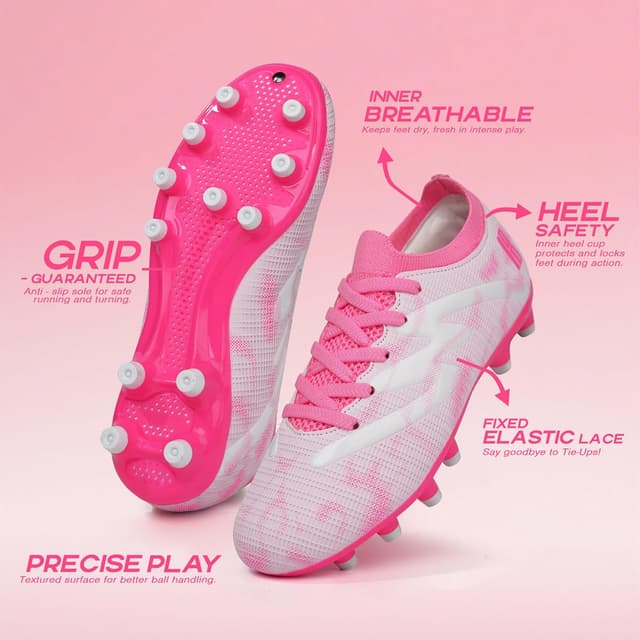 Detalle de brooman Kids Firm Ground Soccer Cleats with Shin Guards & Soccer Socks