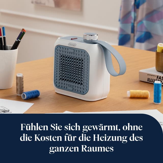 Detalle 2 de De'Longhi Capsule Desk HFX10B03.LB Keramik-Heizlüfter (360 W) – kompakt für sofortige Wärme