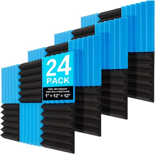 Detalle de JBER 24 Pack Blue and Charcoal Acoustic Panels (Studio Foam Wedges) 2" thick