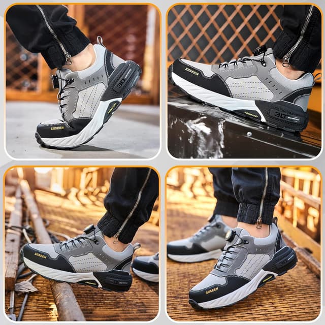 Thumbnail 6 de Stillithou Safety Trainers steel toe cap work shoes with swivel buckle laces