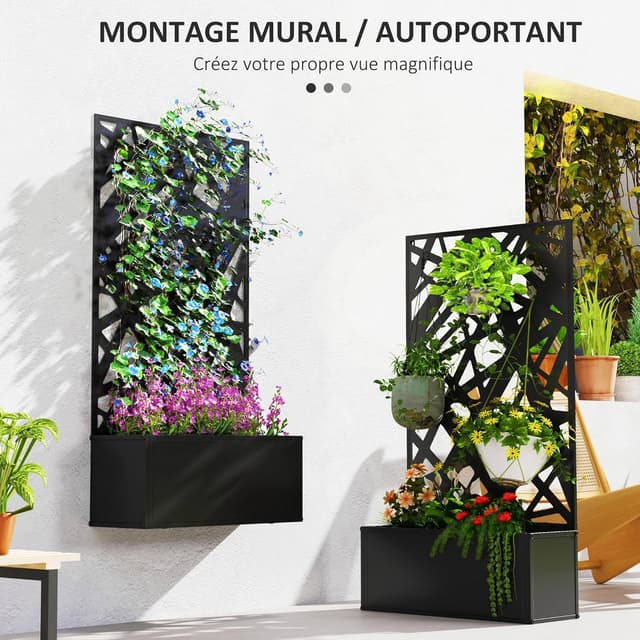 Thumbnail 2 de Outsunny Jardinière avec Treillis 61x23x113 cm