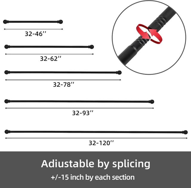 Thumbnail 5 de GXOACKJ 32-48 inch Curtain Rod Set, 5/8 in ๐ช