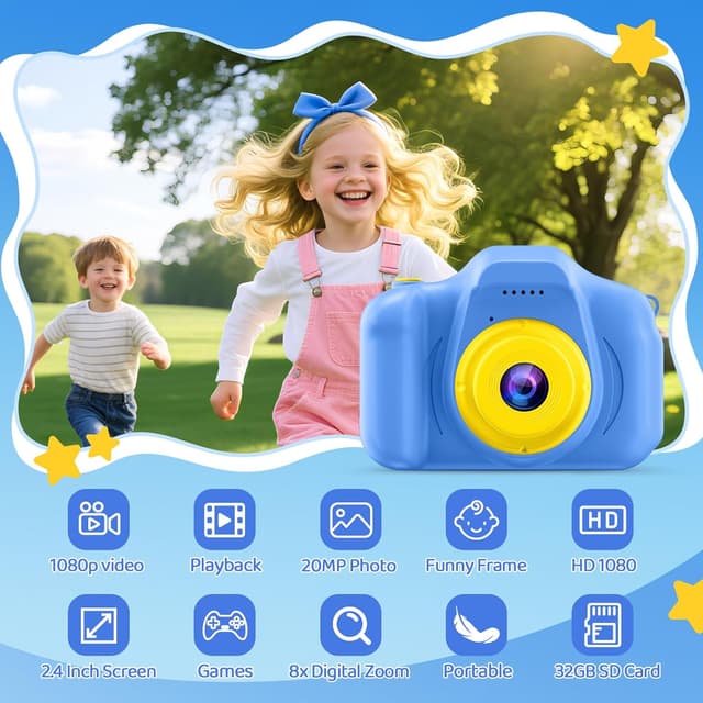 Detalle de Kids Camera for Boys Age 3-8 (32GB SD Card Included) 1080P HD Video & 2.0-Inch LCD Toy Camcorder